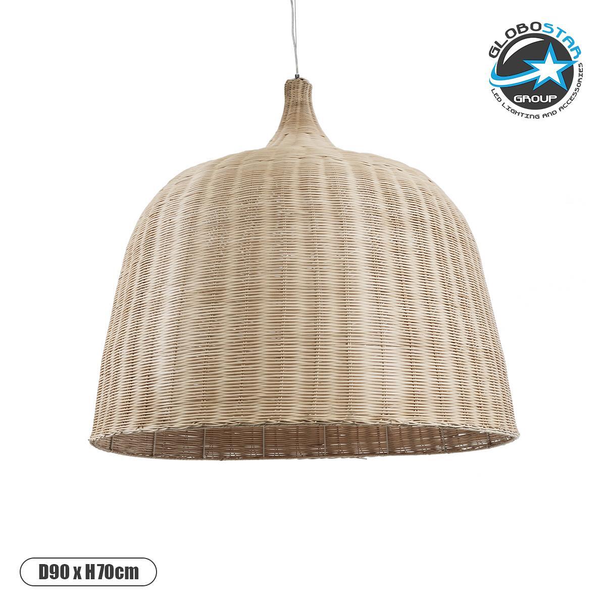 GLOBOSTAR® BAHAMAS 01570 Boho Висяща Лампа за Таван с Фасунга 1 x E27 AC 220-240V IP20 - Бежово - Д90 x Ш90 x В70cm