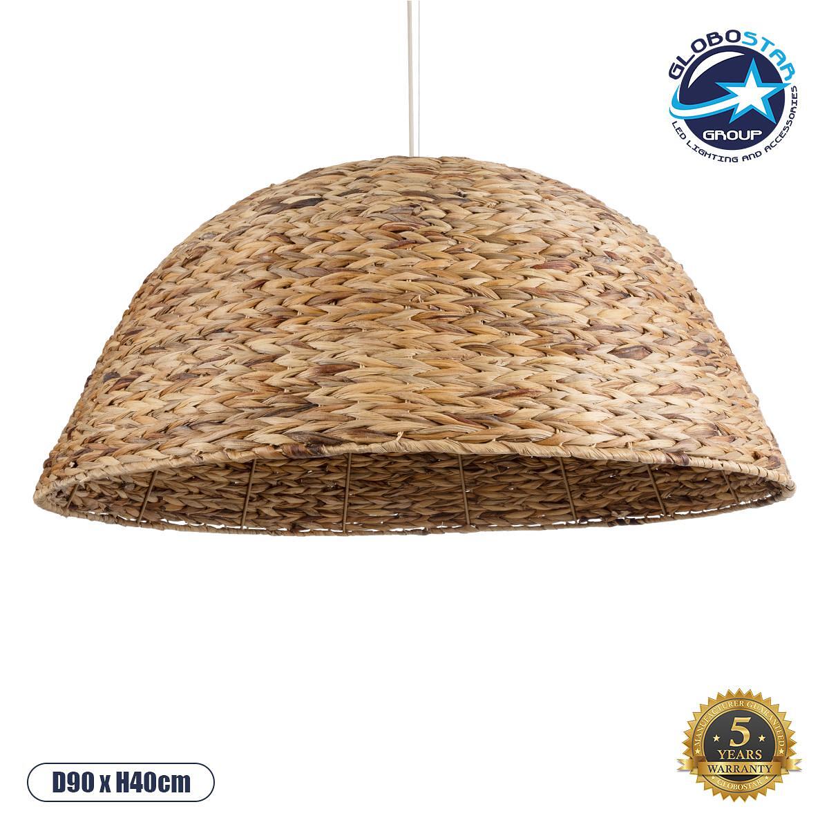 GLOBOSTAR® MANGATA 01848 Boho Висяща Лампа за Таван с Фасунга 1 x E27 AC 220-240V IP20 - Кафяво - Д90 x Ш90 x В40cm
