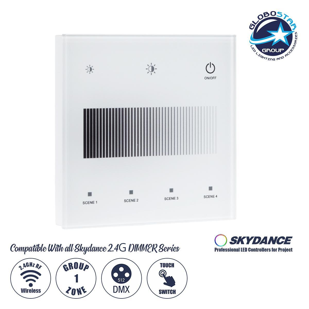 GloboStar® 73150 T11-S SKYDANCE Безжично DMX512 Стенно RF 2.4Ghz Управление 1 Група за всички SKYDANCE DMX512 Контролери AC 100-240V Max 0.1A - IP20