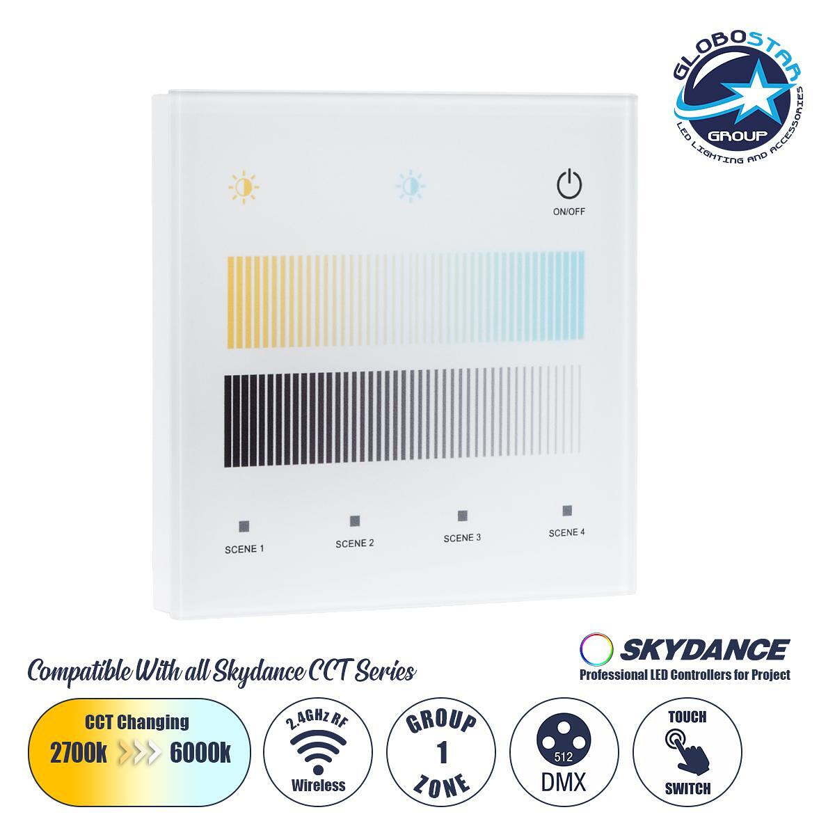 GloboStar® 73151 T12-S SKYDANCE Безжично DMX512 Стенно RF 2.4Ghz Управление 1 Група за всички SKYDANCE DMX512 Контролери AC 100-240V Max 0.1A - IP20