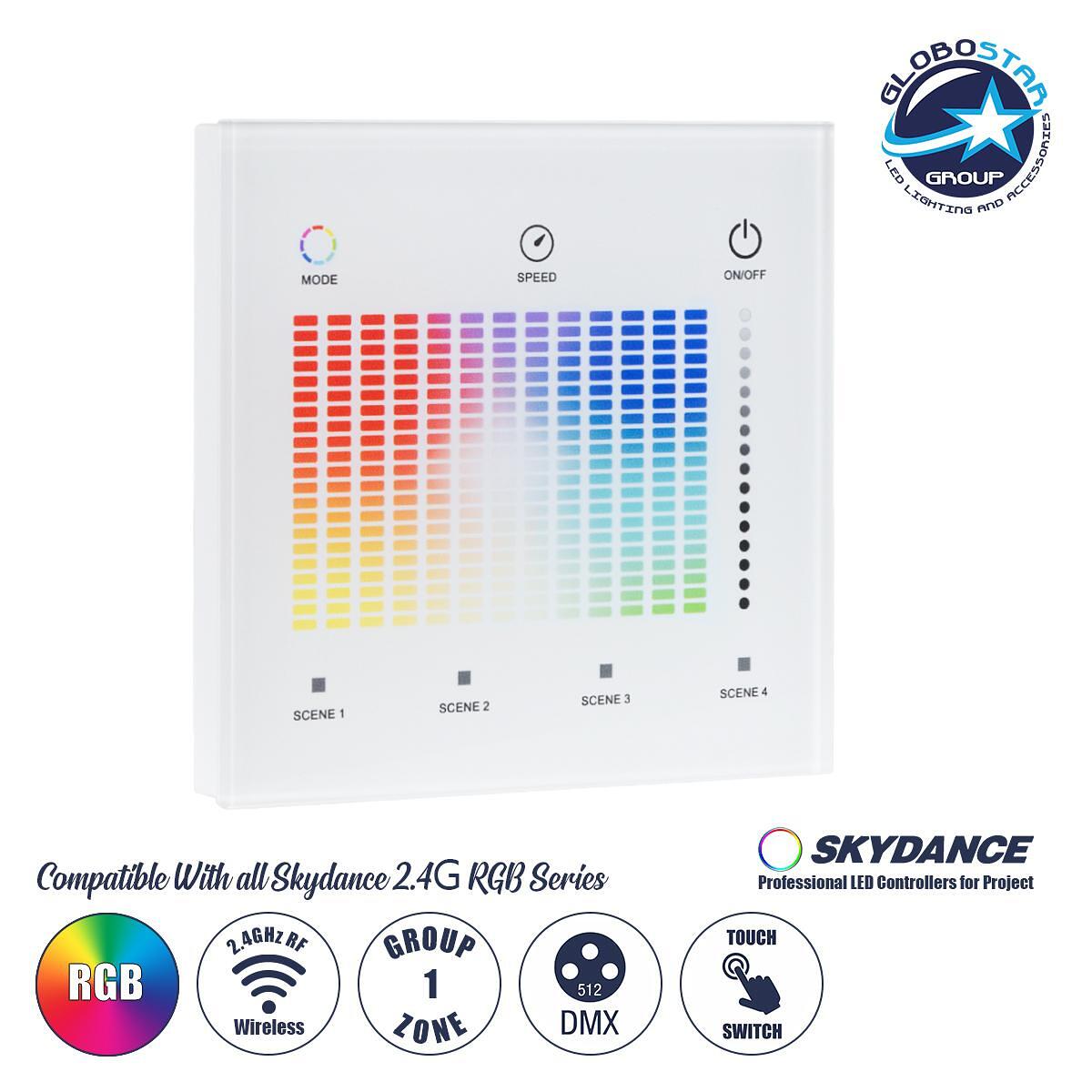 GloboStar® 73152 T13-S SKYDANCE Безжично DMX512 Стенно RF 2.4Ghz Управление 1 Група за всички SKYDANCE DMX512 Controller AC 100-240V Max 0.1A - IP20