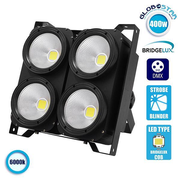 Прожектор LED COB DMX512 Strobe Blinder Matrix Light 400 Watt (4x100w) Студено Бяло 6000K GloboStar 51161