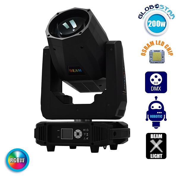 Професионална Движеща се Роботизирана Глава BEAM CREE LED ZOOM 2° 200W 230V DMX512 RGBW GloboStar 51165