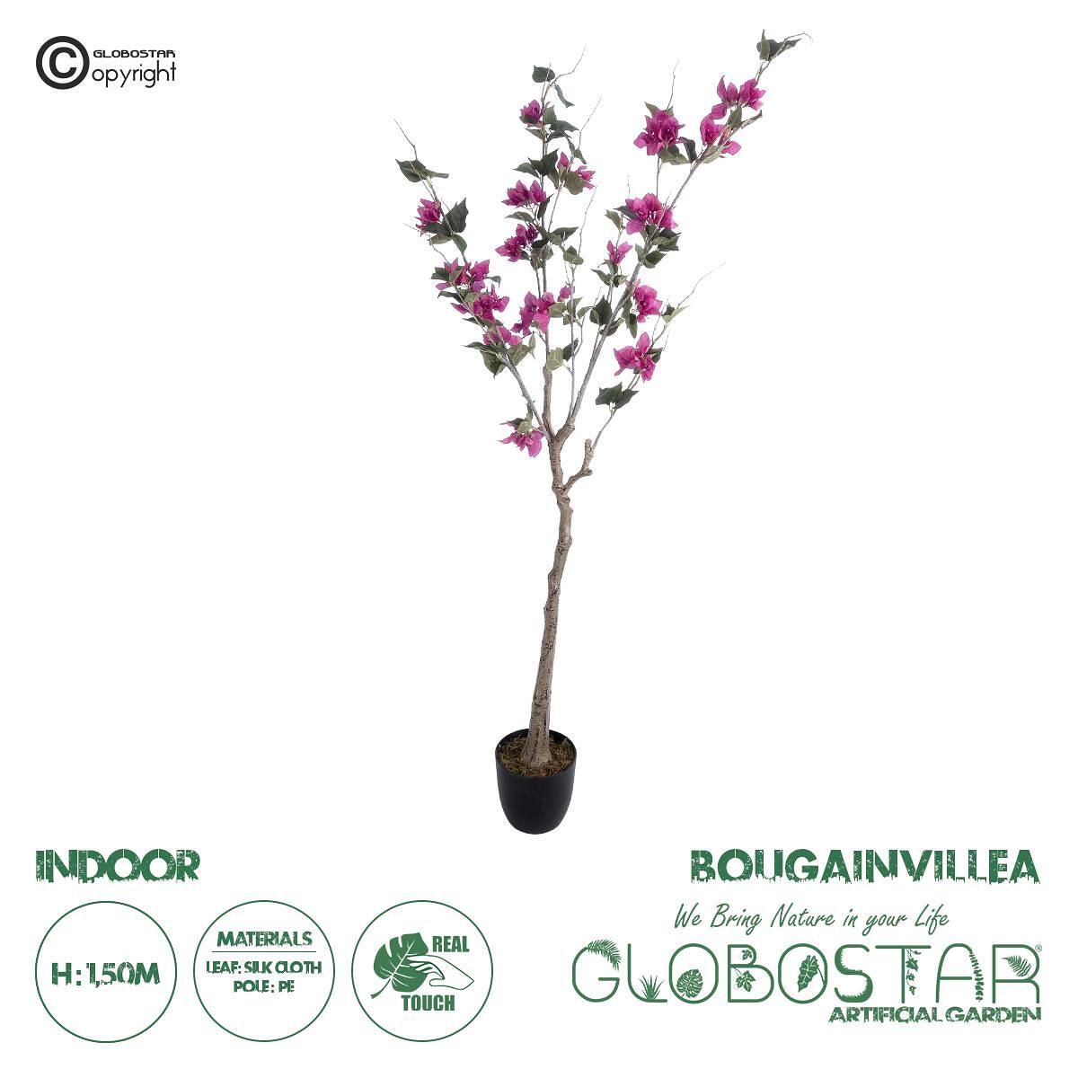 GloboStar® Изкуствена Градина BOUGAUVILLEA 20675 Изкуствено Декоративно Растение с Цветове Бугенвилия Фуксия Височина 150cm
