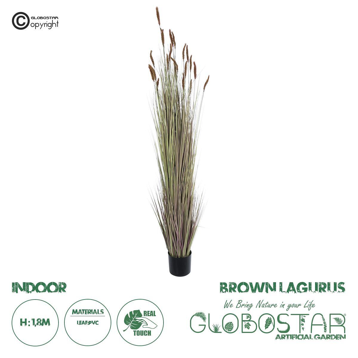 GloboStar® Изкуствена Градина BROWN LAGURUS 21103 Декоративно Растение Кафяв Лагурус Височина 180cm