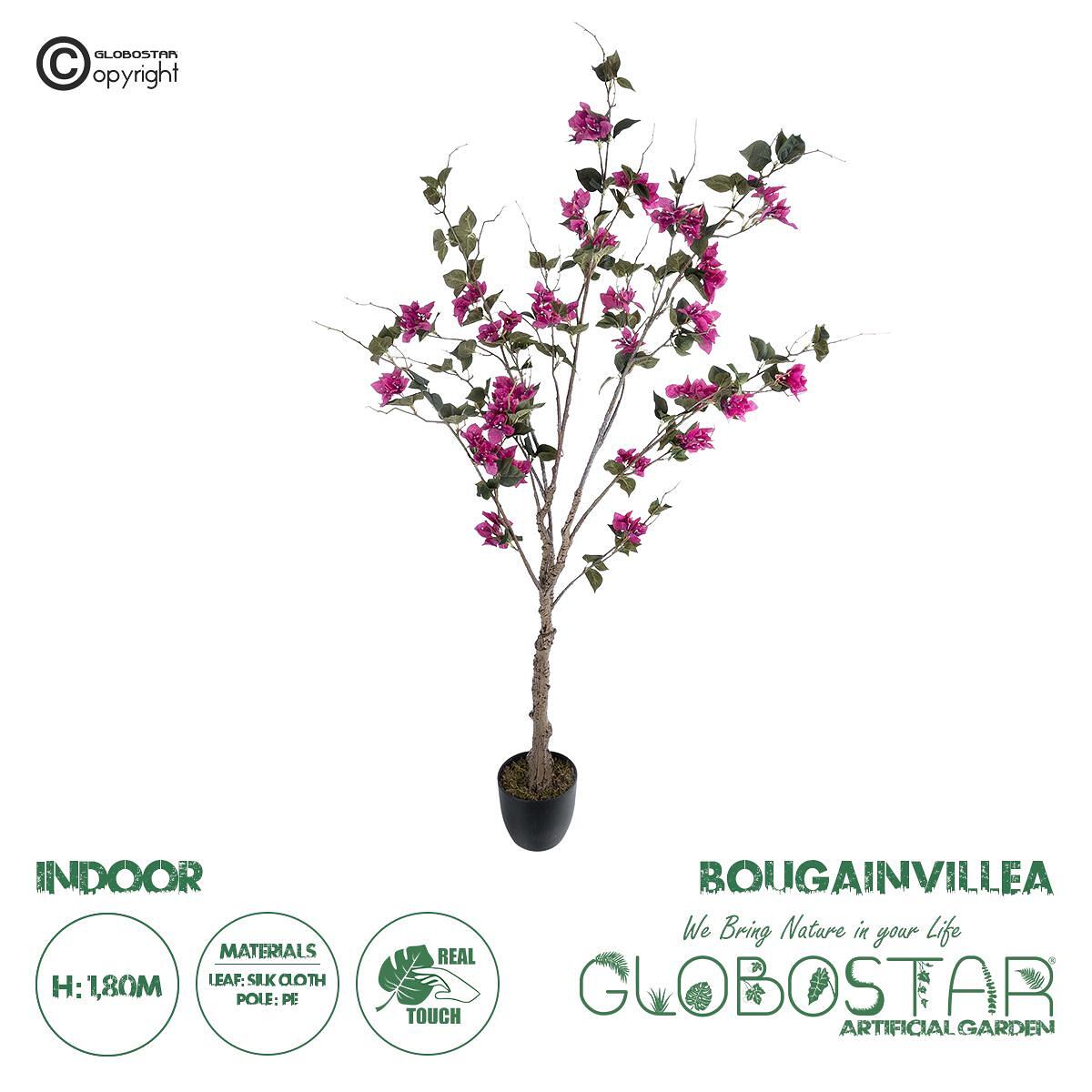 GloboStar® Изкуствена Градина BOUGAUVILLEA 20676 Изкуствено Декоративно Растение с Цветове Бугенвилия Фуксия Височина 180cm