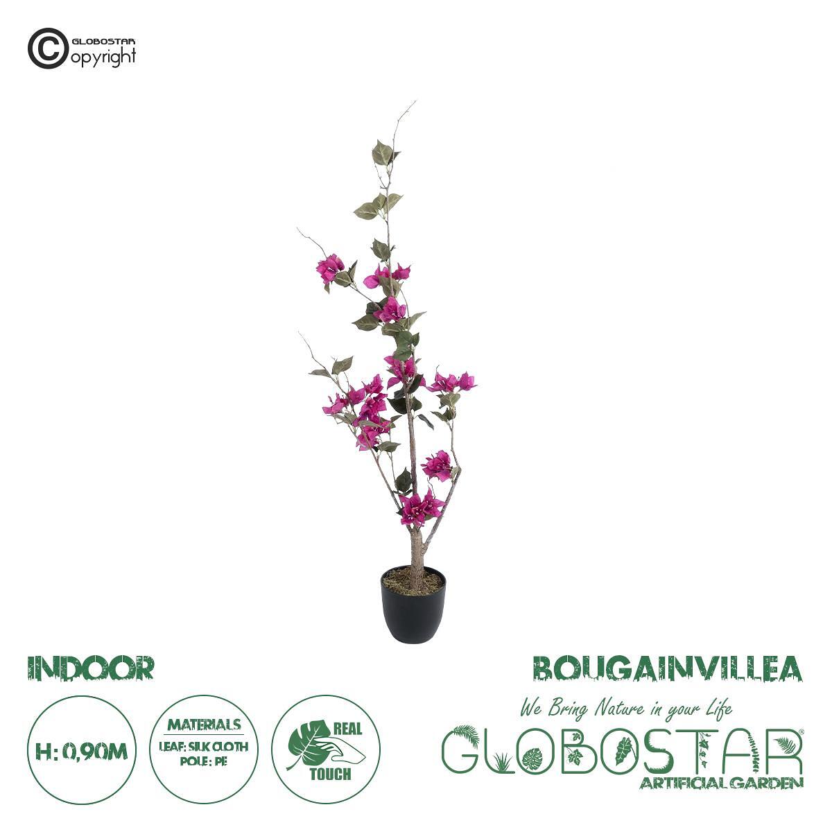 GloboStar® Изкуствена Градина BOUGAUVILLEA 20673 Изкуствено Декоративно Растение с Цветове Бугенвилия Фуксия В90cm