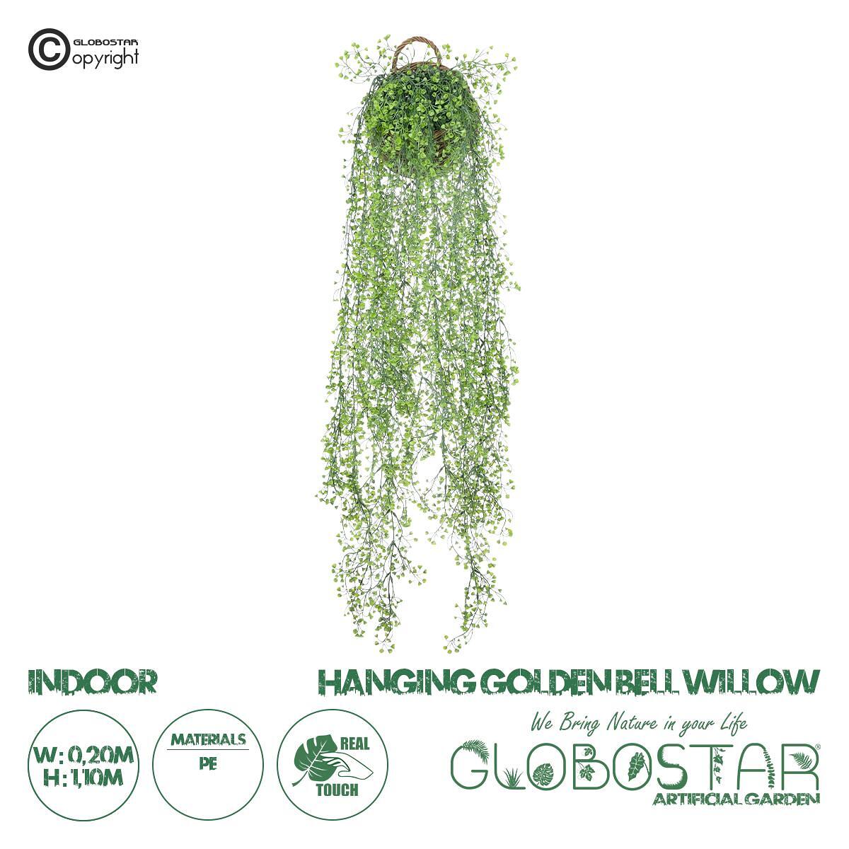 GloboStar® Изкуствена Градина GOLDEN BELL WILLOW 1 ВИСЯЩО РАСТЕНИЕ 20630 Висящо Изкуствено Декоративно Растение Върба Y110cm
