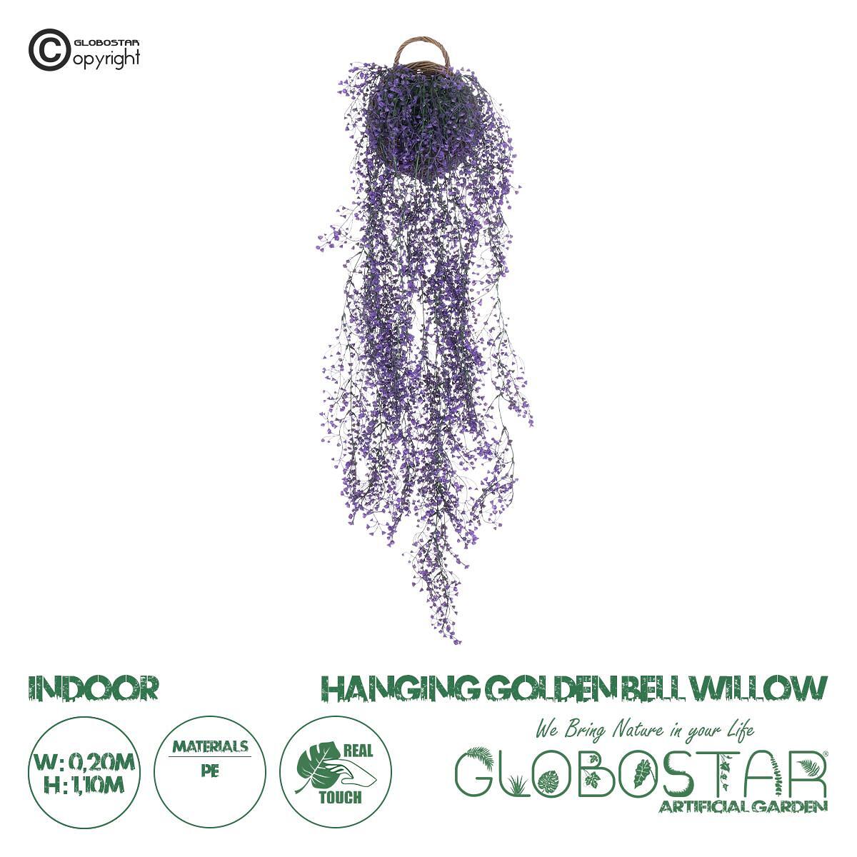 GloboStar® Изкуствена Градина GOLDEN BELL WILLOW 3 ВИСЯЩИ РАСТЕНИЯ 20631 Висящо Изкуствено Декоративно Растение Върба Y110cm