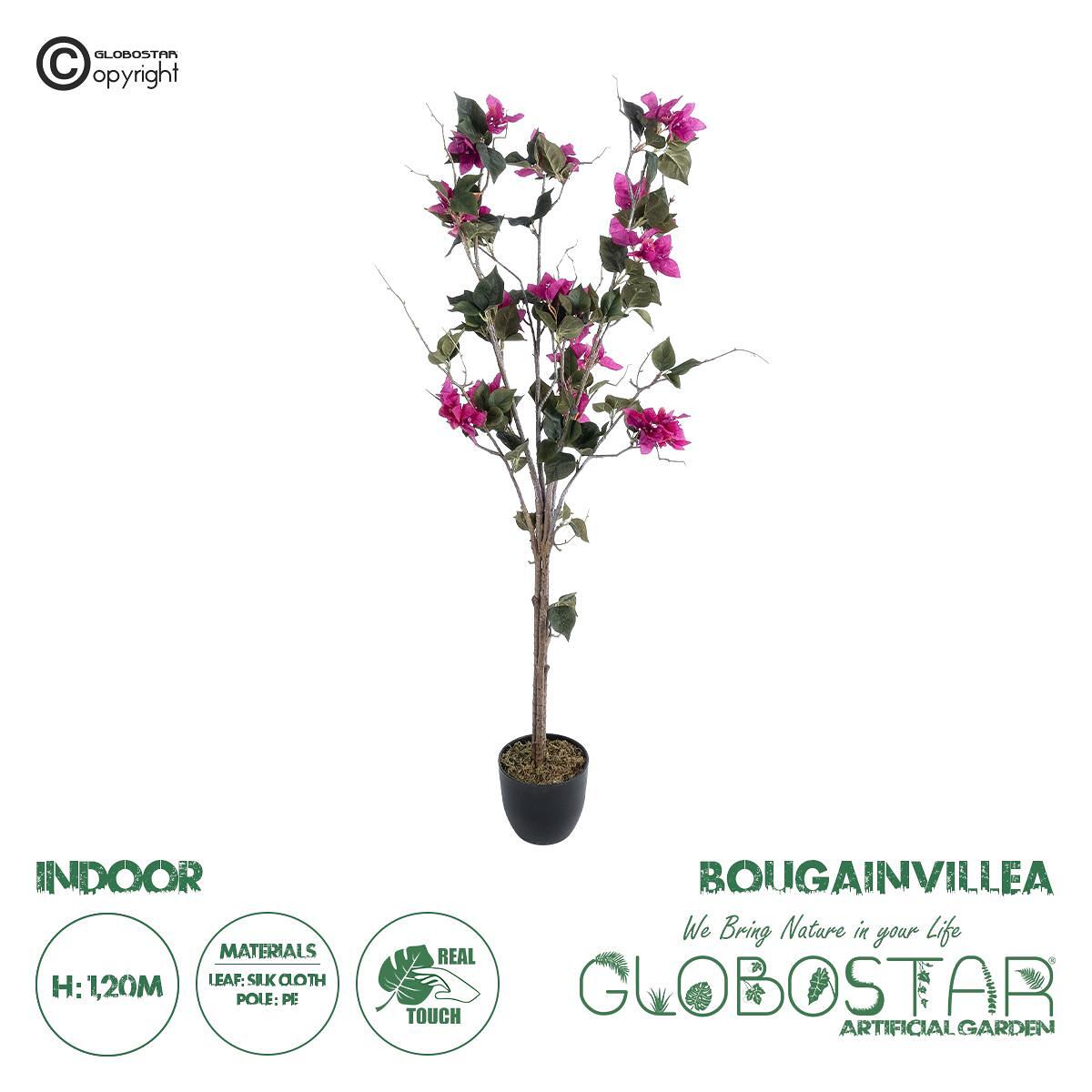 GloboStar® Изкуствена Градина BOUGAUVILLEA 20674 Изкуствено Декоративно Растение с Цветове Бугенвилия Фуксия В120cm