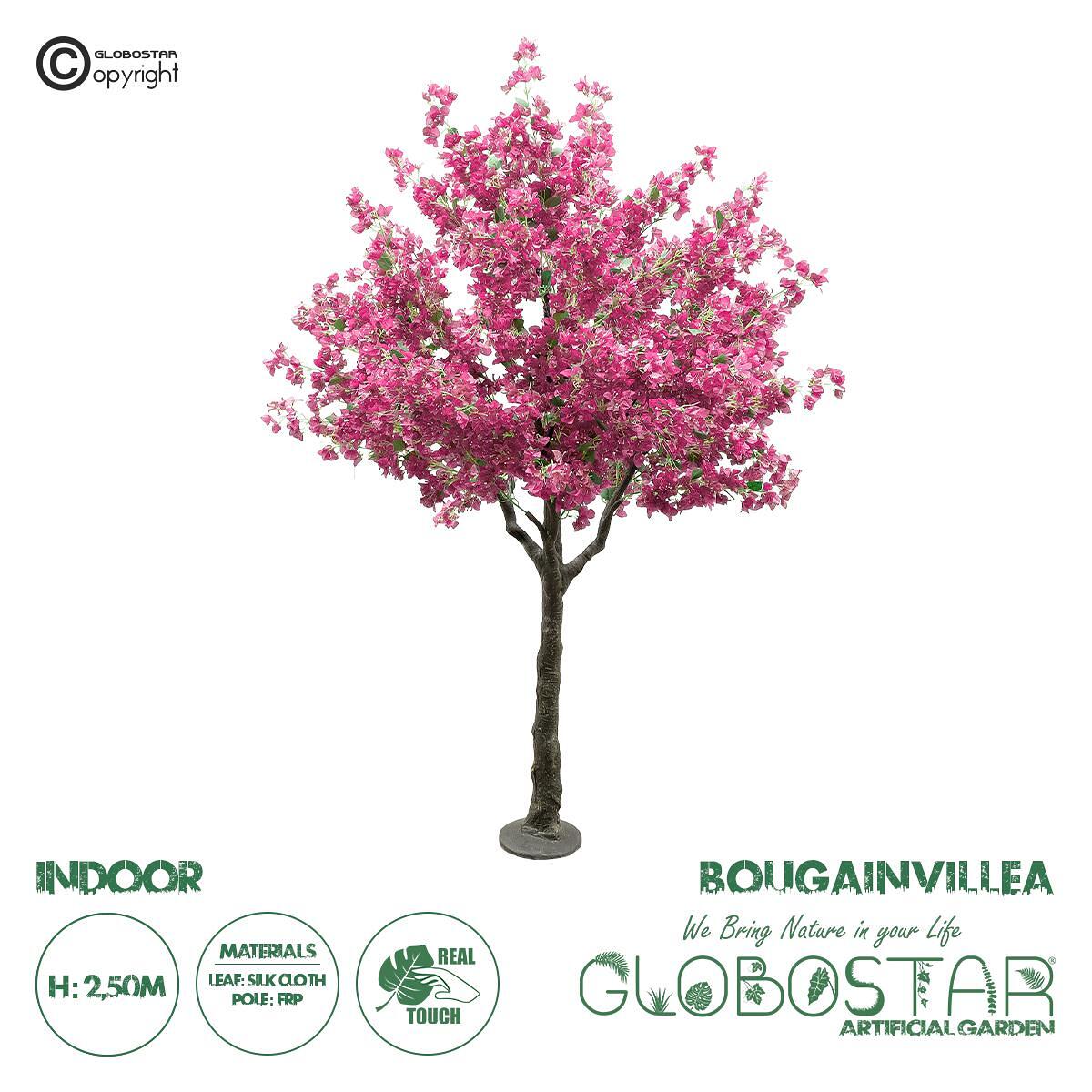 GloboStar® Изкуствена Градина BOUGAUVILLEA 20670 Изкуствено Декоративно Дърво с Цветове Бугенвилия Фуксия В250cm