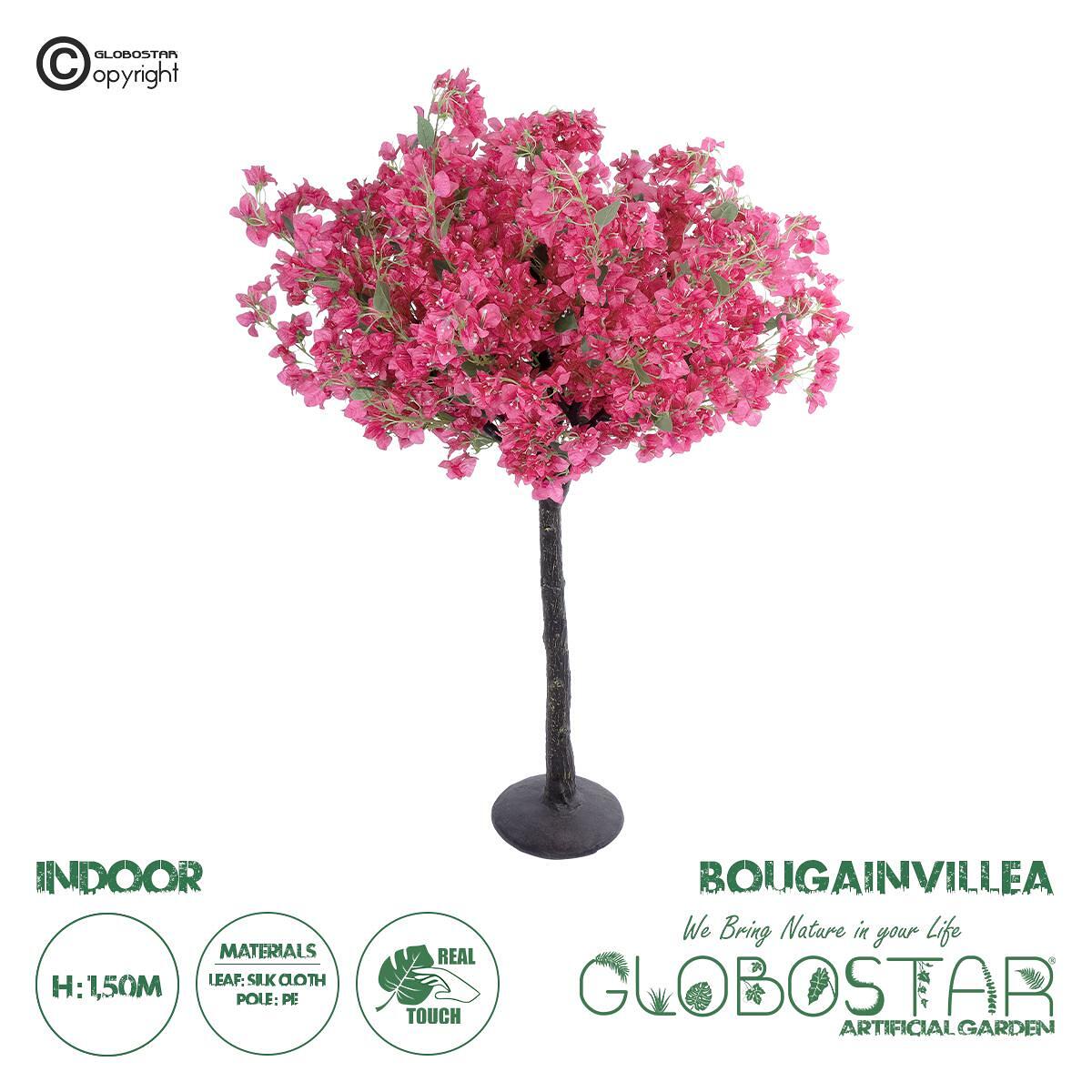 GloboStar® Изкуствена Градина BOUGAUVILLEA 20669 Изкуствено Декоративно Дърво с Цветове Бугенвилия Фуксия В150cm