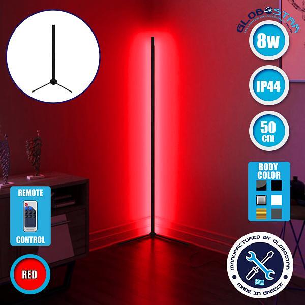 Модерна минималистична черна настолна лампа 50cm LED 8W с безжично RF дистанционно и димер Червена GloboStar ALIEN Design GLOBO-50-4