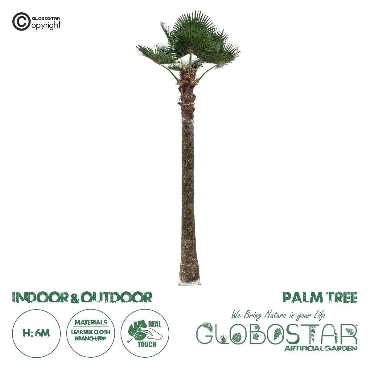 GloboStar® Изкуствена Градинска РАСТЕНИЕ ПАЛМА 21057 Декоративно Дърво Палма Φ240 x В600cm
