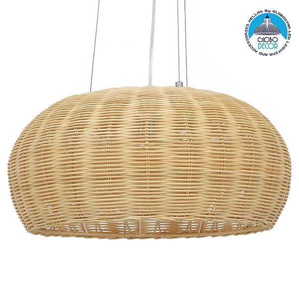 GLOBOSTAR® DE LA MER 01624 Boho Висяща Лампа за Таван с Фасунга 3 x E27 AC 220-240V IP20 - Бежово - Д45 x Ш45 x В24cm