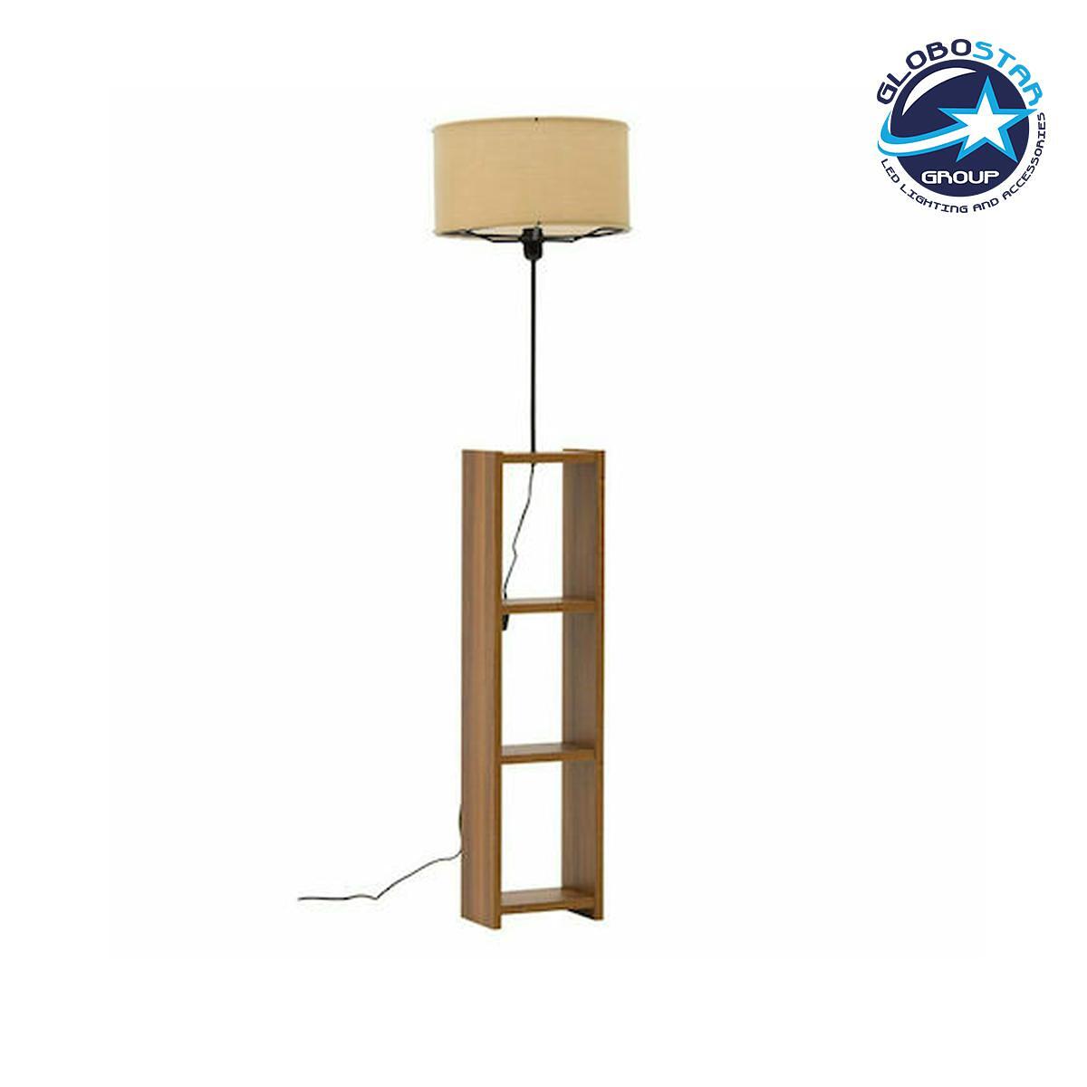 GLOBOSTAR® WOODO 204-0050 Модерна подова лампа с фасунга 1 x E27 AC 220-240V IP20 - Кафяво & Бежово - Д38 x Ш38 x В150cm