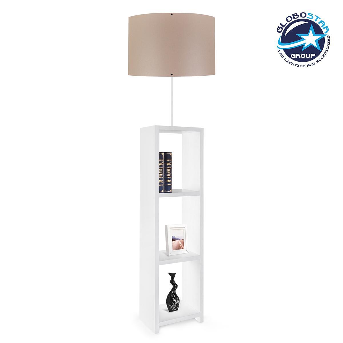GLOBOSTAR® WOODO 204-0052 Модерна подова лампа с фасунга 1 x E27 AC 220-240V IP20 - Бяло & Бежово - Д38 x Ш38 x В150cm