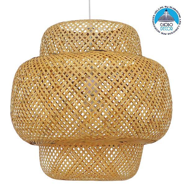 GLOBOSTAR® MALDIVES 01657 Boho Висяща Лампа за Таван с Фасунга 1 x E27 AC 220-240V IP20 - Бежово - Д56 x Ш56 x В54cm