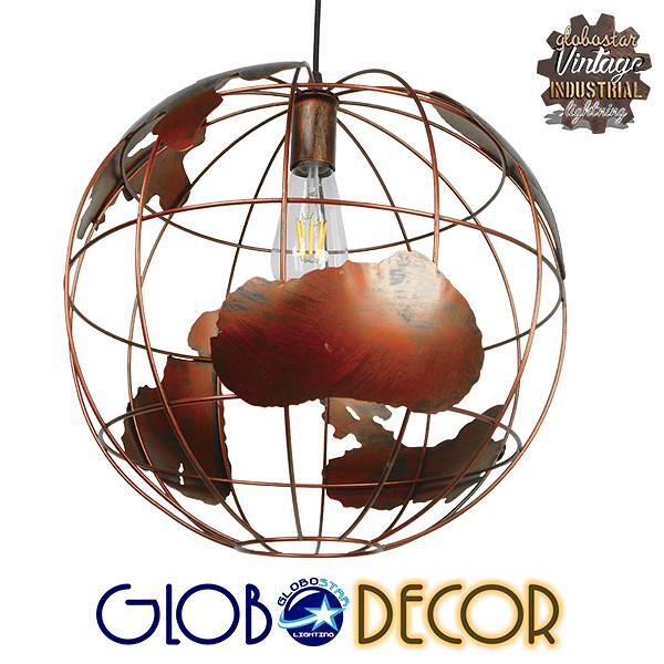GLOBOSTAR® EARTH 01665 Винтидж Висящо Осветително Тяло за Таван с Фасунга 1 x E27 AC 220-240V IP20 - Меден - Д40 x Ш40 x В40cm