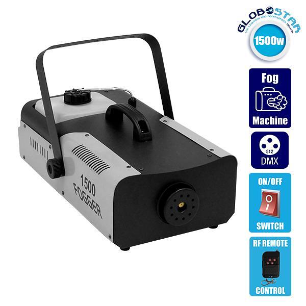 GLOBOSTAR® SMOKIE 51145 Сценична Машина за Дим 1500W AC 220-240V IP20 DMX512 Протокол & RF Безжично Дистанционно Управление - Д47 x Ш25.5 x В19cm - 1