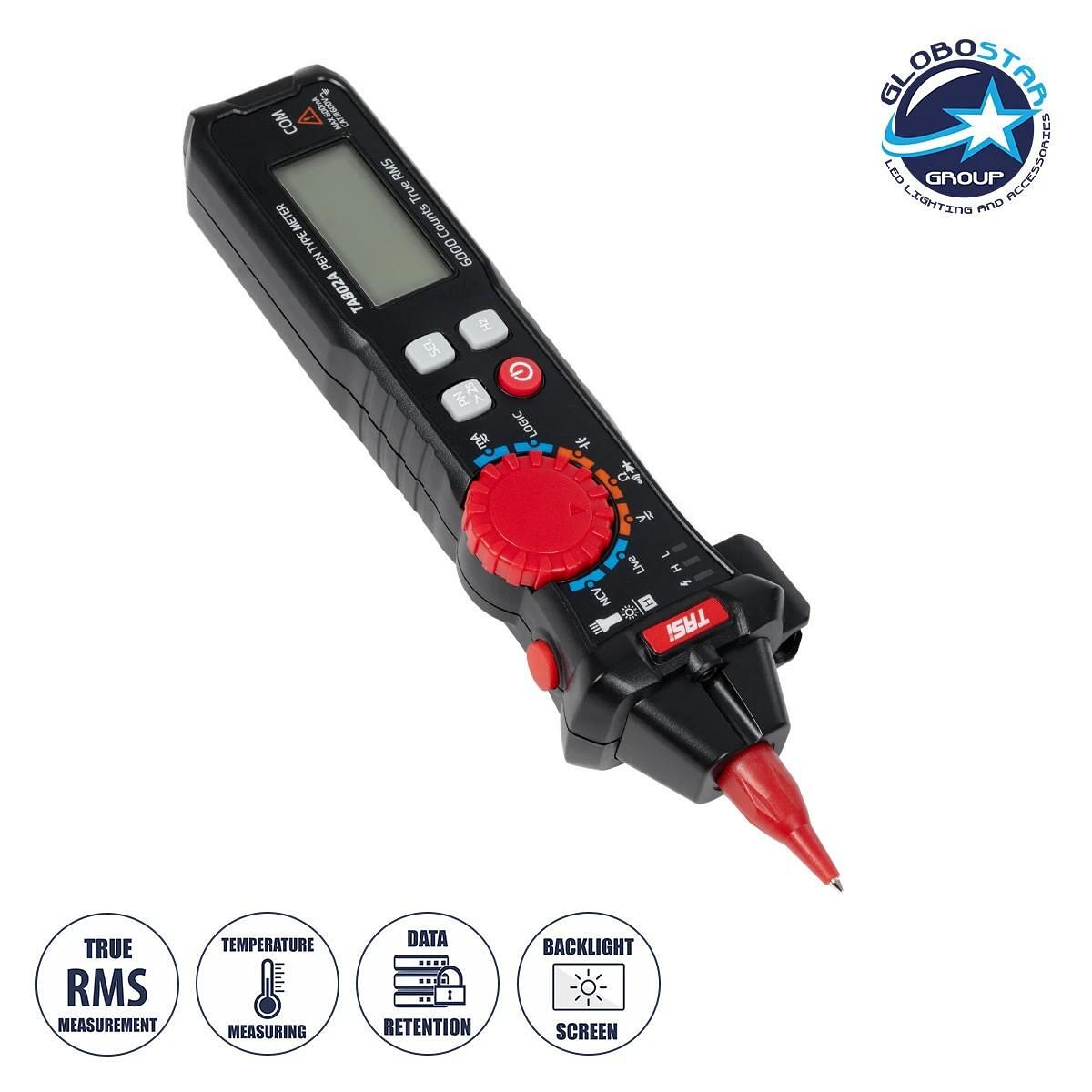 GloboStar® 79693 Цифров преносим мултицет TASI TA802A с калъф за защита Черен