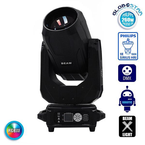 Движеща се роботизирана глава Artemis BEAM Rainbow Effect Philips Phoenix YODN 9R RGBW 260W 230V Zoom 0° - 3.8° GloboStar 51153