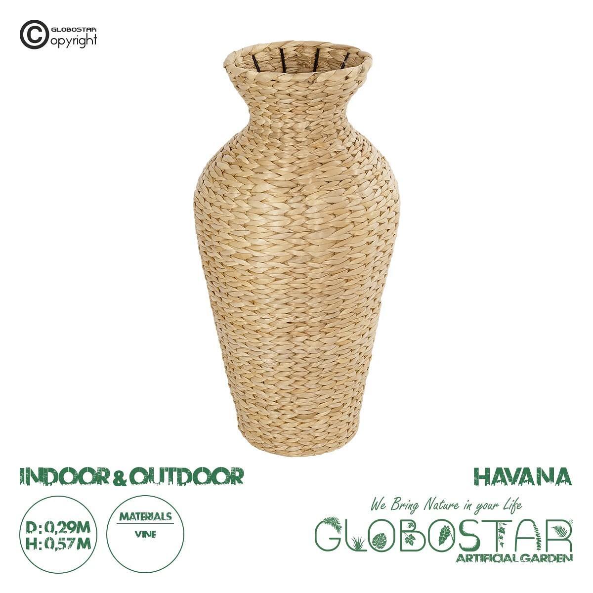 GloboStar® Artificial Garden HAVANA 21229 Декоративна плетена кошница - саксия - Flower Pot Бежов Ш29 x Д29 x В57см