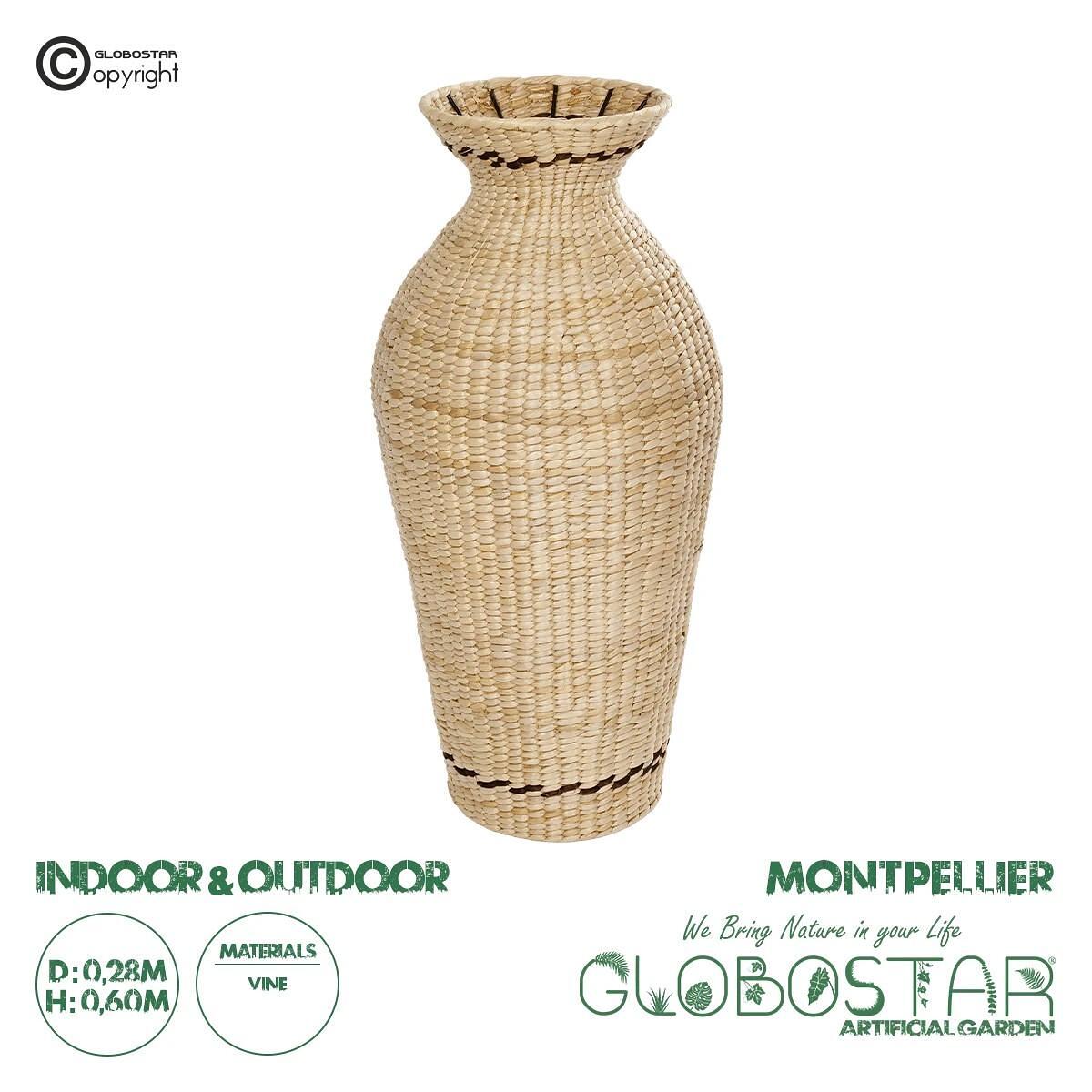 GloboStar® Artificial Garden MONTPELLIER 21237 Декоративен Плотто Кошница - Саксии Саксия - Flower Pot Бежов с Кафяв П28 x M28 x У60cm