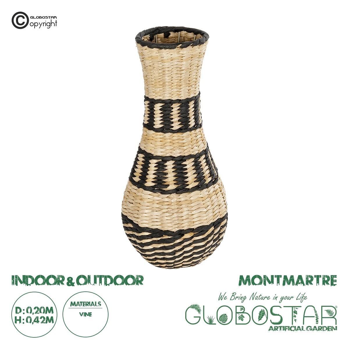 GloboStar® Artificial Garden MONTMARTRE 21227 Декоративен Плотто Кошница - Саксии Саксия - Flower Pot Бежов с Черен П20 x M20 x У42cm