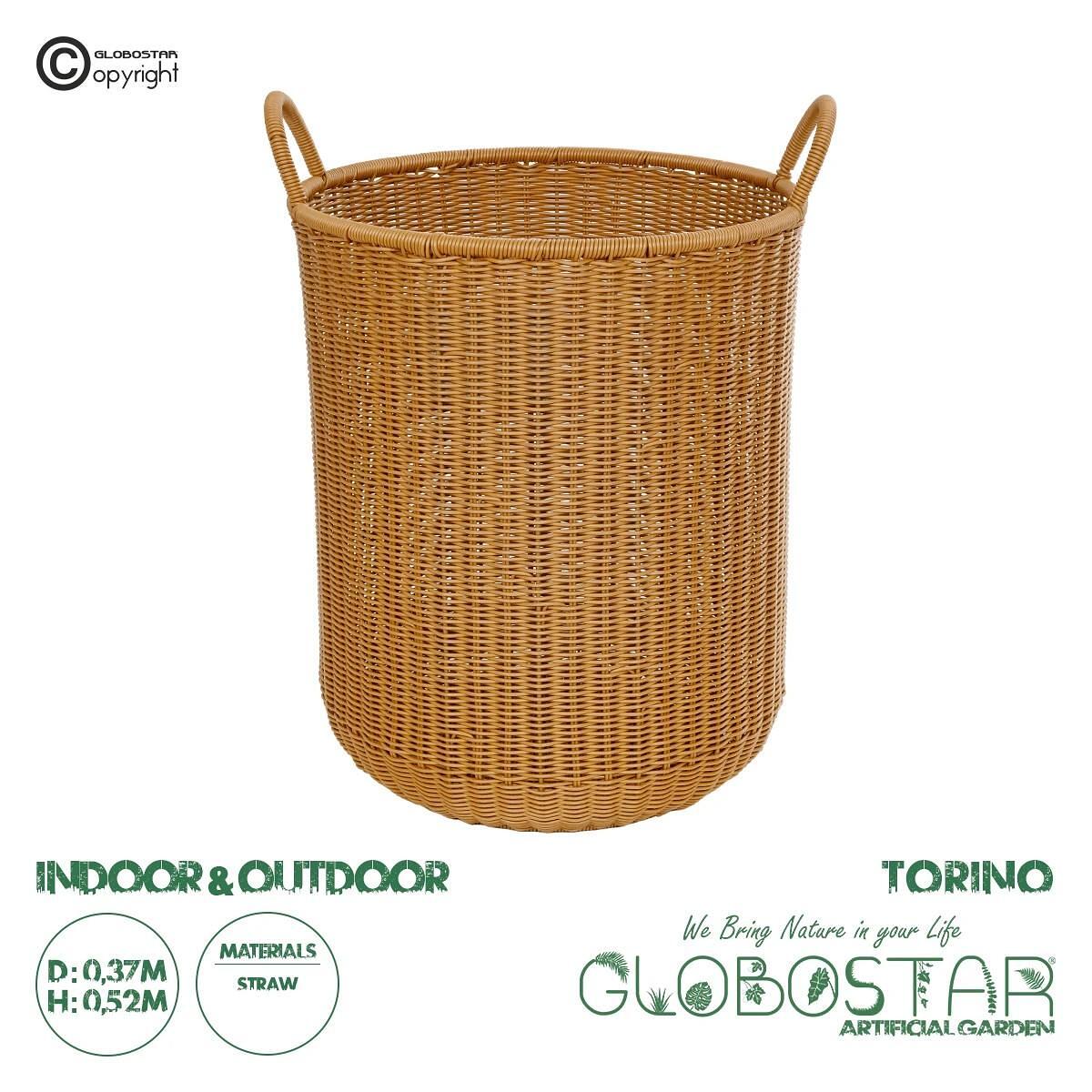 GloboStar® Artificial Garden TORINO 21492 Декоративен Плотто Кошница - Саксии Саксия - Flower Pot Бежов Ф37cm x У52cm