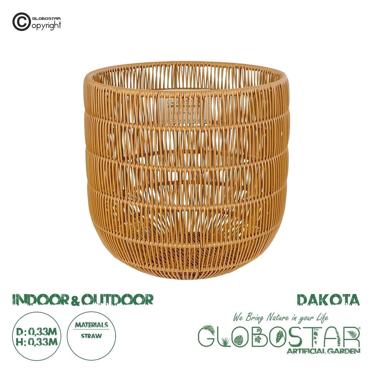GloboStar® Artificial Garden DAKOTA 21498 Декоративна плетена кошница - саксия Flower Pot Бежова Ф33см x В33см
