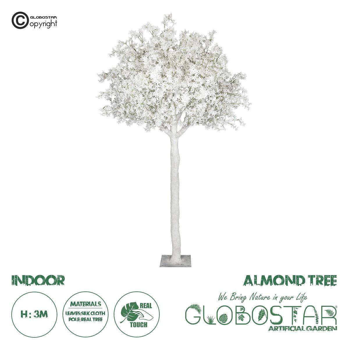 GloboStar® Artificial Garden ALMOND TREE 21114 Изкуствен Декоративен Дърво Бадем М380 x П380 x У300cm