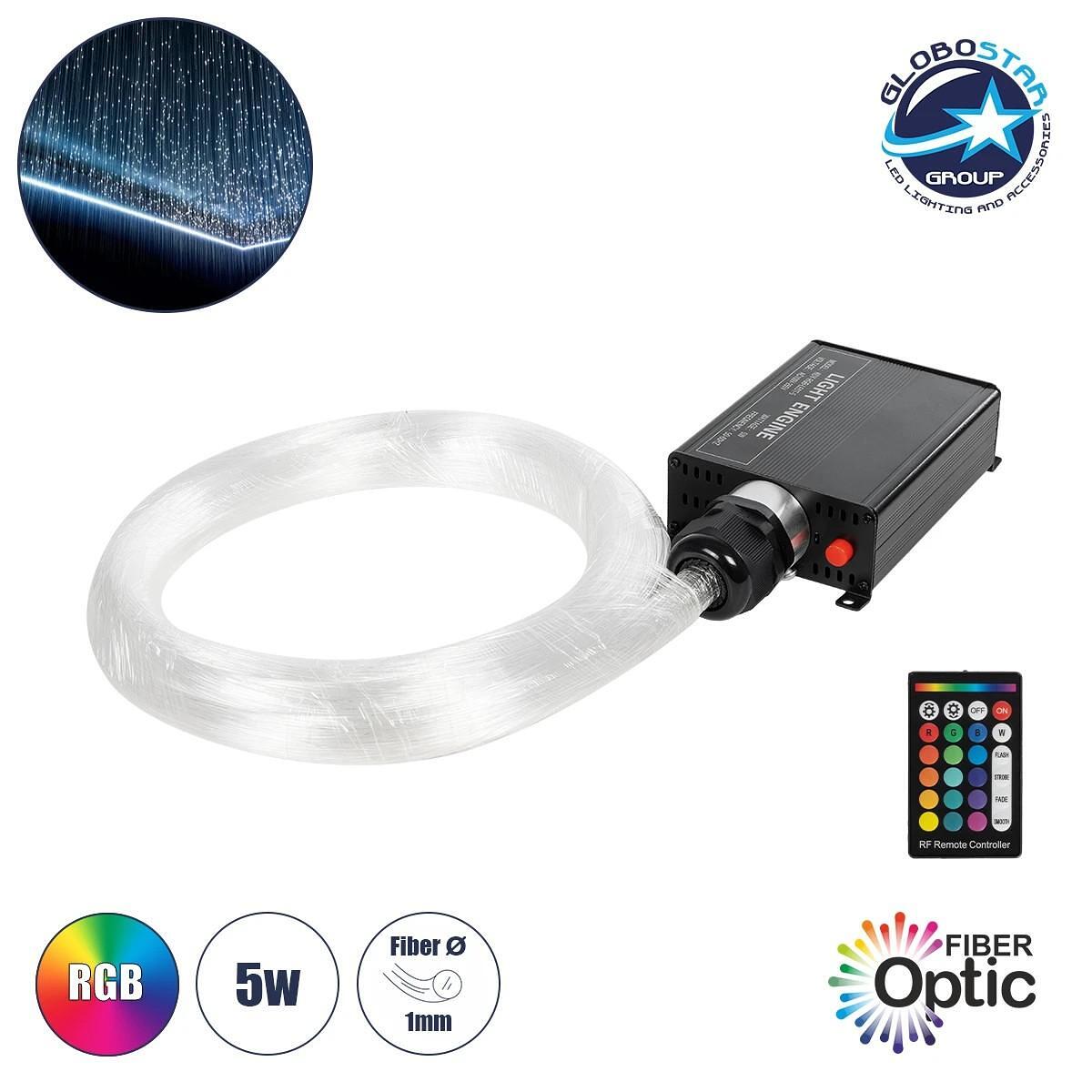 GLOBOSTAR® LUMOFIBRA 79613 Кит система Оптичен Ίнякой с 150бр. Ф1mm x М200cm & RF Безжичен Дистанционно управление LED 5W 200lm 1° AC 220-240V IP20 М