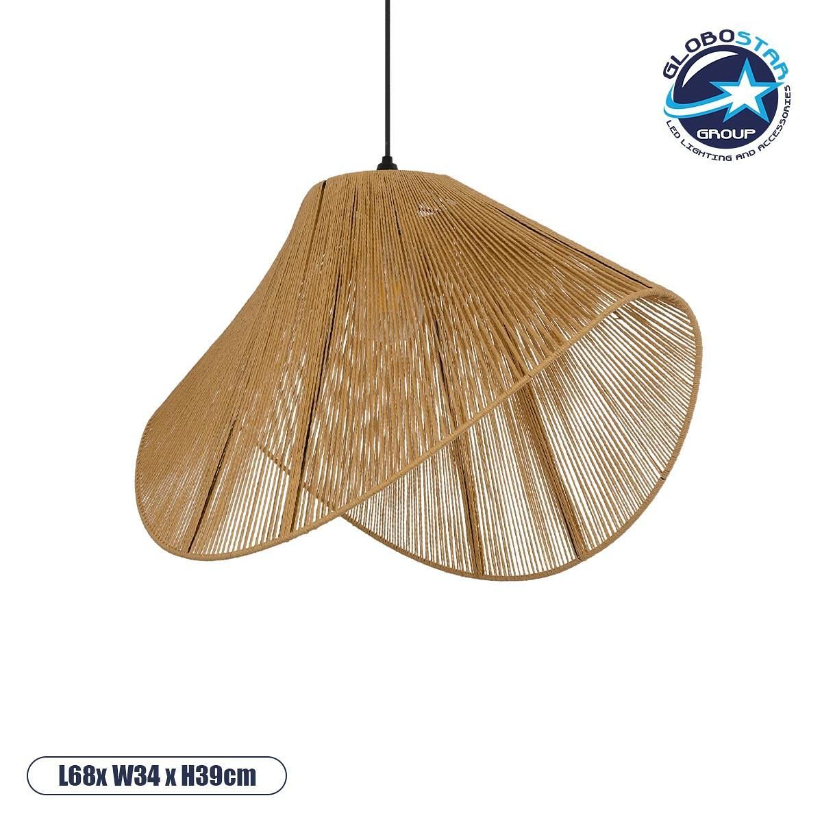 GLOBOSTAR® ELDA 205-0033 Boho Висящ Осветително тяло Таван с Фасунга 1 x E27 AC 220-240V IP20 - Бежов - M68 x П34 x У39cm