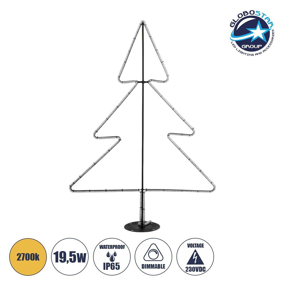 GLOBOSTAR® XMAS-TREE-SMALL Коледен Декоративен Осветително тяло LED 19,5W 780lm 360° AC 220-240V Водоустойчив IP65 Топло бяло 2700K - Черен & Прозрач