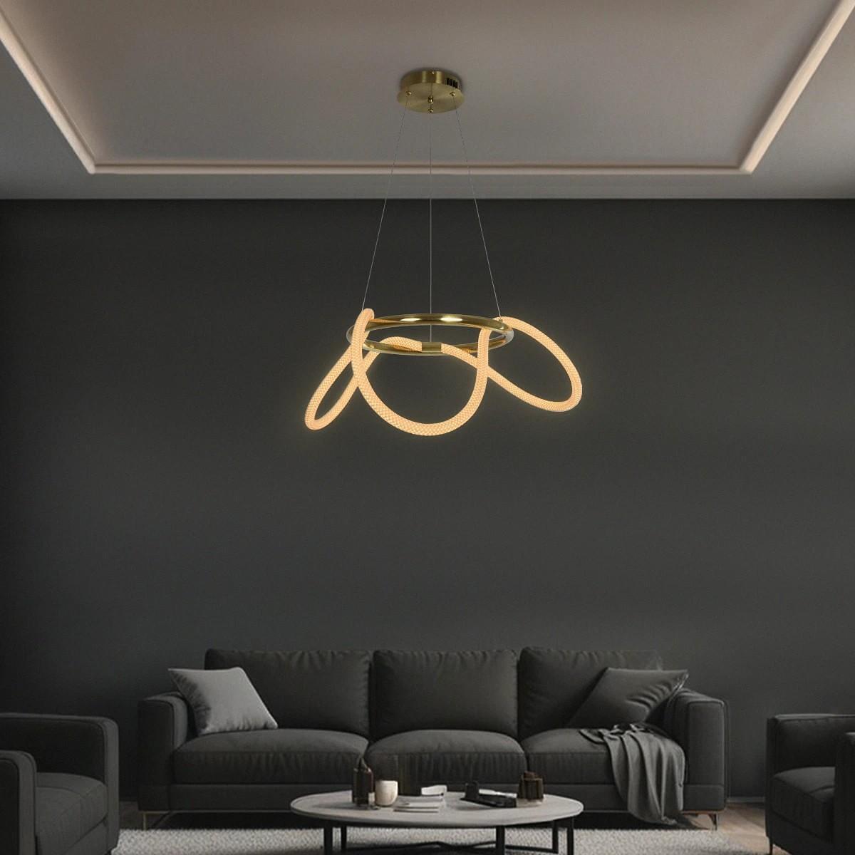 kelvo® GLOW KLV-101-0162 Висящ Осветително тяло Таван LED 36W 3600lm 360° AC 220-240V IP20 Регулируема бяла светлина CCT с Дистанционно управление от