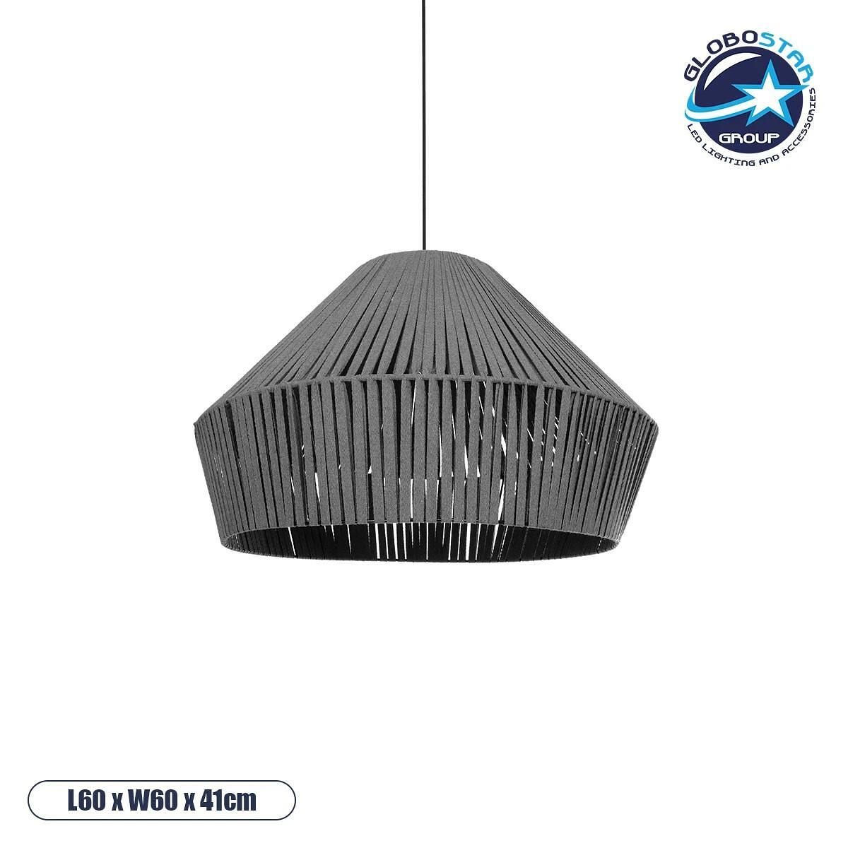 GLOBOSTAR® NUI 205-0066 Boho Висящ Осветително тяло Таван с Фасунга 1 x E27 AC 220-240V IP20 - Сив - M60 x П60 x У41cm