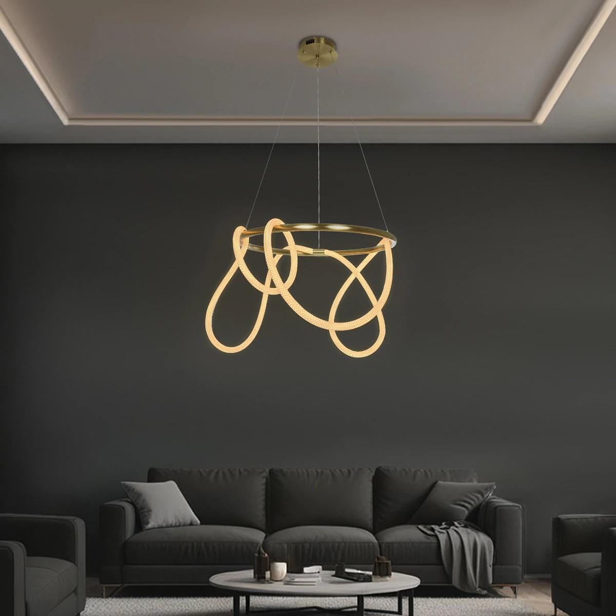 kelvo® GLOW KLV-101-0163 Висящ Осветително тяло Таван LED 58W 5800lm 360° AC 220-240V IP20 Регулируема бяла светлина CCT с Дистанционно управление от