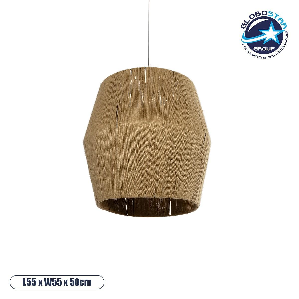 GLOBOSTAR® CONE 205-0058 Boho Висящ Осветително тяло Таван с Фасунга 1 x E27 AC 220-240V IP20 - Бежов - M55 x П55 x У50cm
