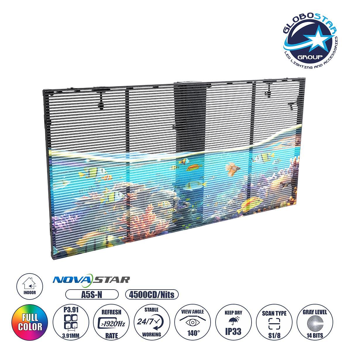 GLOBOSTAR® OPTILED 41005 Прозрачна Екран Video Wall P3.91 Кабина 100x50cm LED 110W 3840Hz 32768 Dots ≥4500cd/㎡ Nits AC 220-240V вътрешен пространство