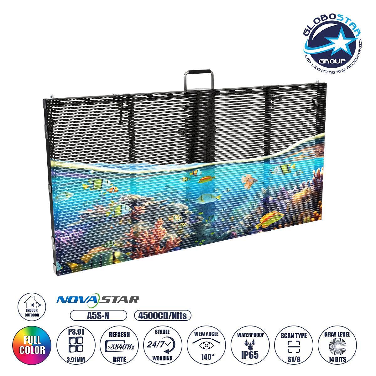 GLOBOSTAR® TRUEVIEW 41006 Прозрачна Екран Video Wall P3.91 Кабина 100x50cm LED 130W 3840Hz 32768 Dots ≥4500cd/㎡ Nits AC 220-240V външен пространство