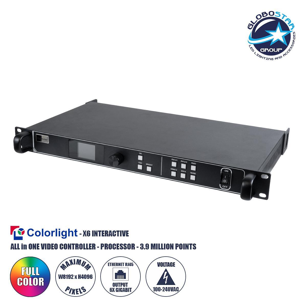 GLOBOSTAR® X6 41018 Colorlight X6-DL-V5 Всичко в едно Интерактивен процесор и видео контролер за LED видео стени 3.9 милиона пиксела Макс W8192px/Мак