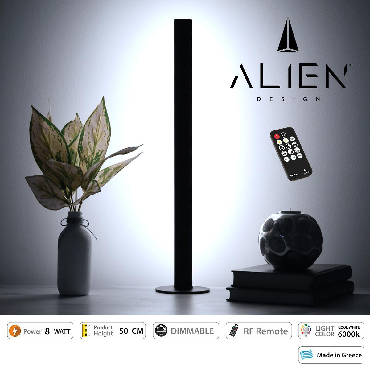 GloboStar® ALIEN-DIVA-BLACK-50-1 ALIEN Дизайн DIVA Модерна Минималистична Нордическа Метална Настолна Лампа - Портативна - Лампадер Черна LED 8W 1120