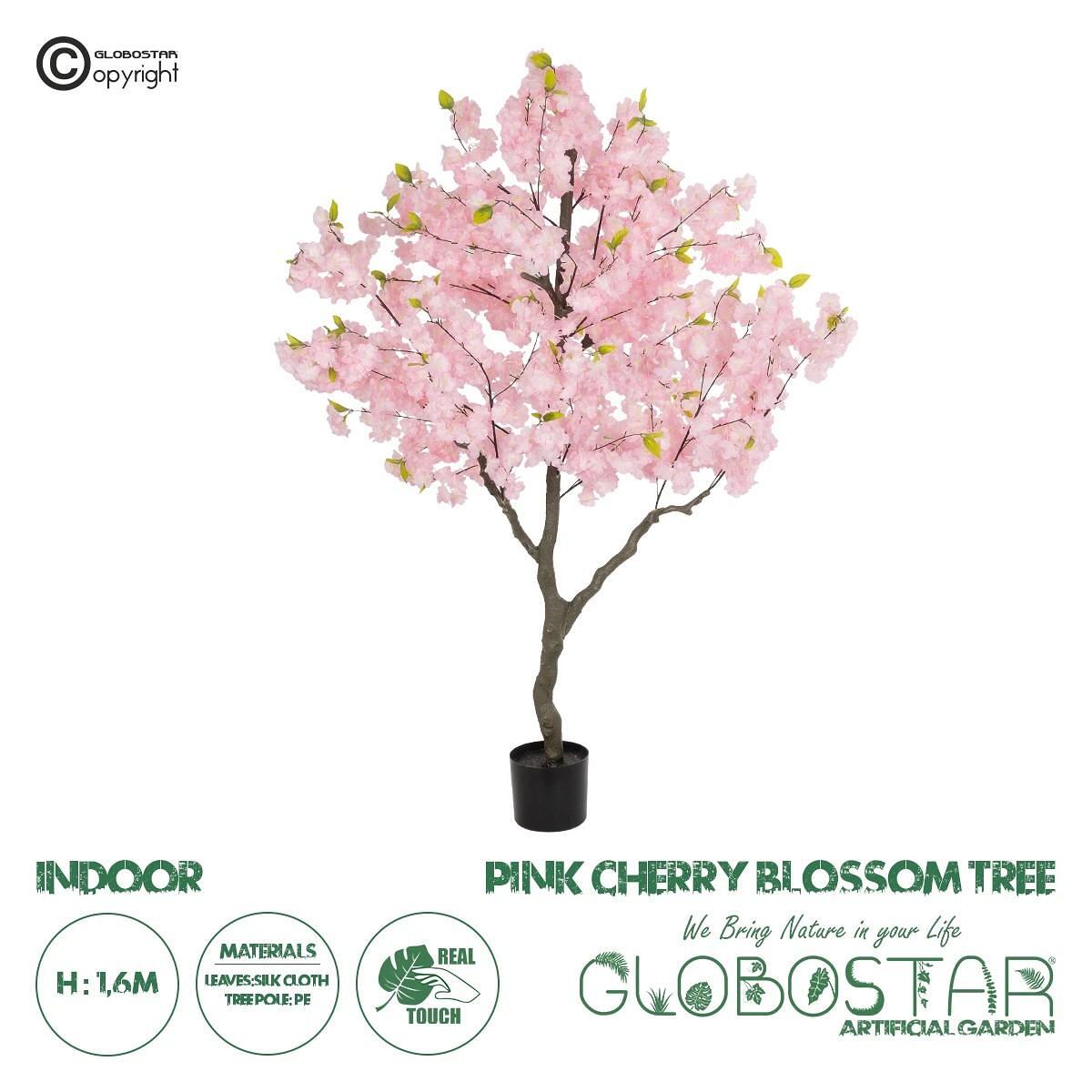 GloboStar ® Изкуствено градинско дърво РОЗОВ ЦВЯТ НА ЧЕРЕША 20677 Изкуствено декоративно дърво Розов цвят на череша Височина 160 см