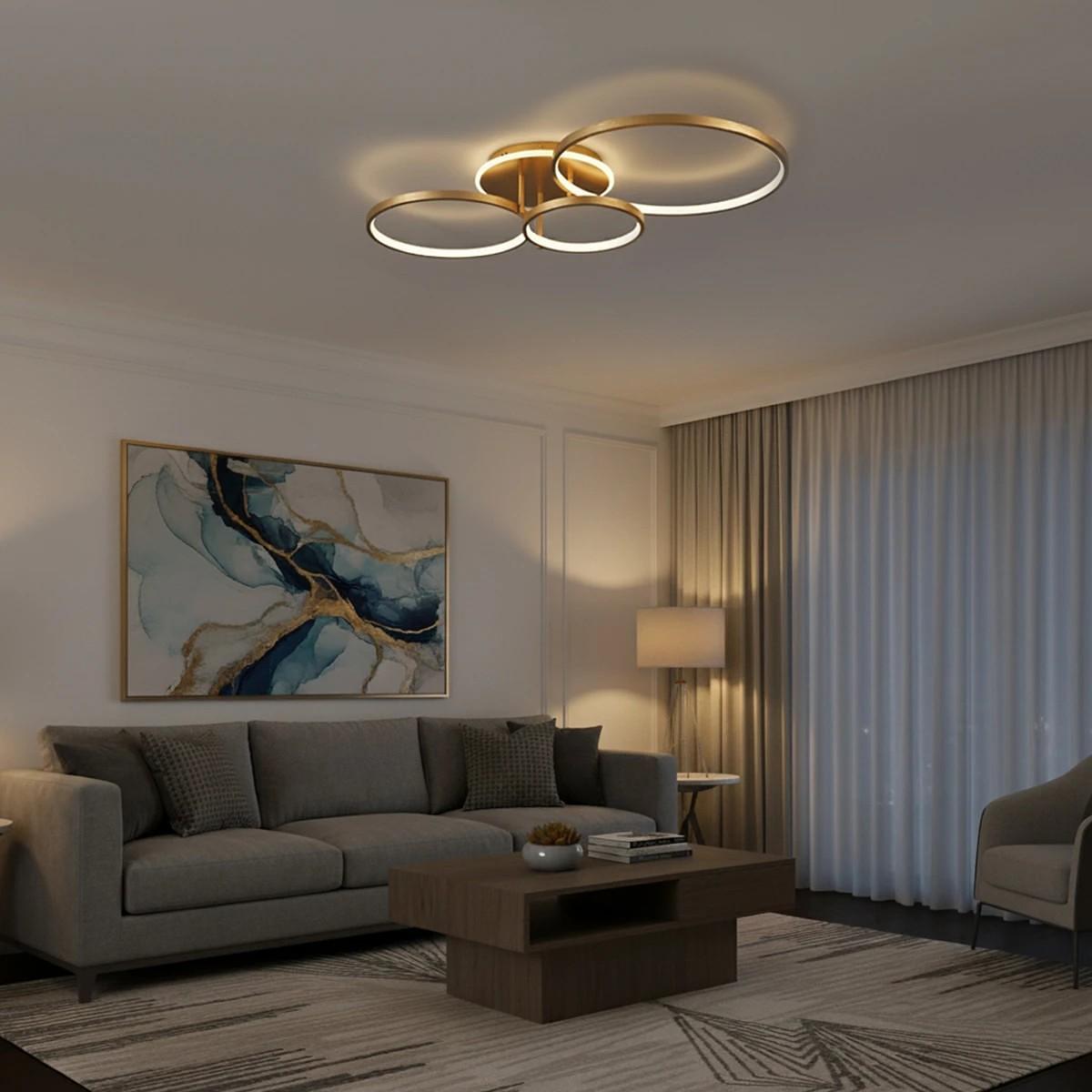 kelvo ® NEMESIS KLV-101-0207 LED таванна лампа 98W 9800lm 360° AC 220-240V IP20 Регулируема бяла светлина с контрол от 2700K до 6000K Д89 x Ш60 x В1