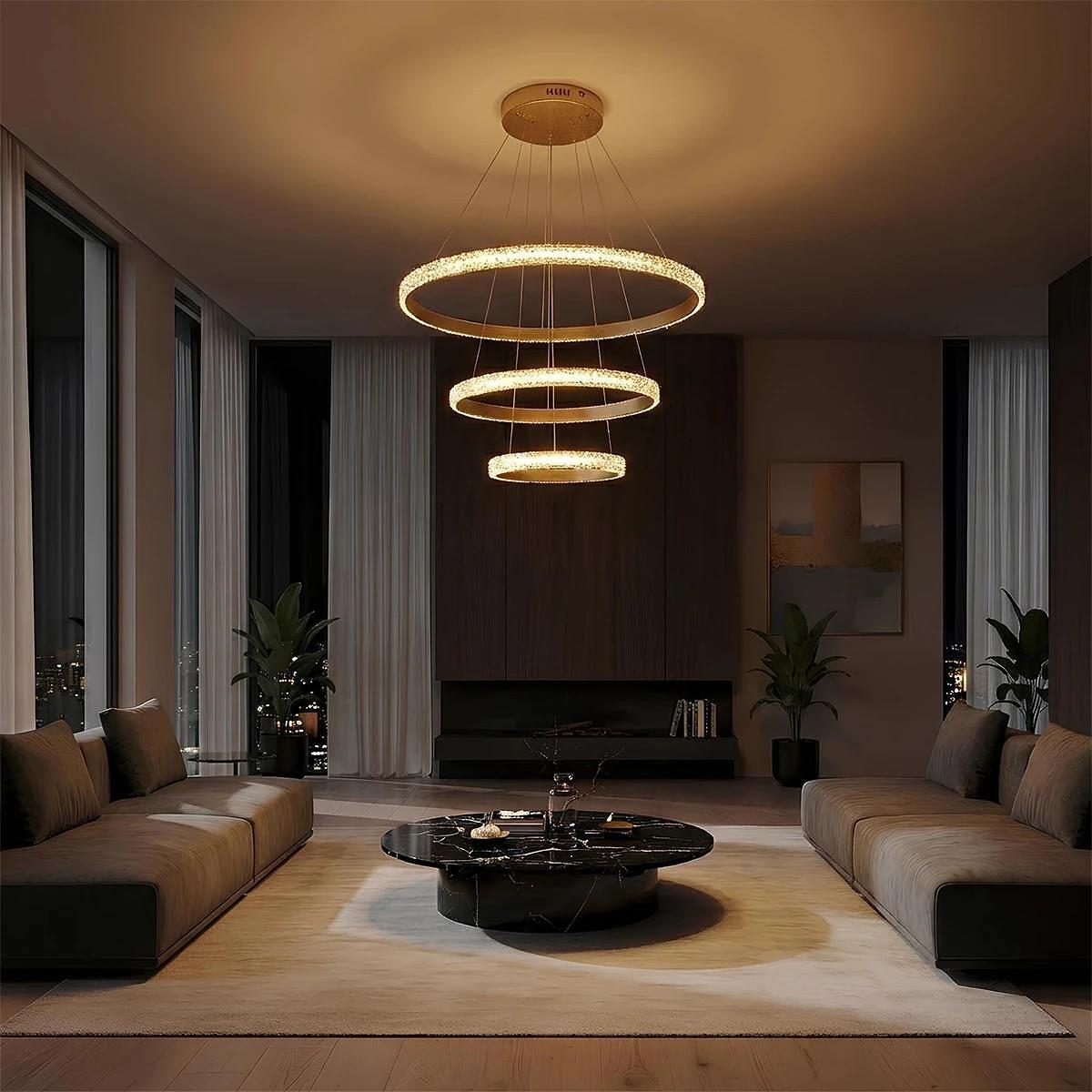 kelvo ® DIAMOND KLV-101-0238 LED висяща таванна лампа 100W 10000lm 180° AC 220-240V IP20 Регулируема бяла CCT с контрол от 2700K до 6000K Димируема
