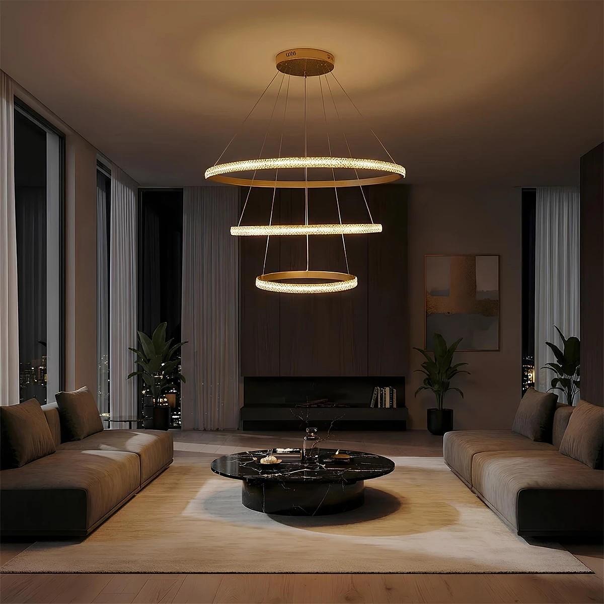 kelvo ® DIAMOND KLV-101-0240 LED висяща таванна лампа 120W 12000lm 180° AC 220-240V IP20 Регулируема бяла CCT с контрол от 2700K до 6000K Димируема