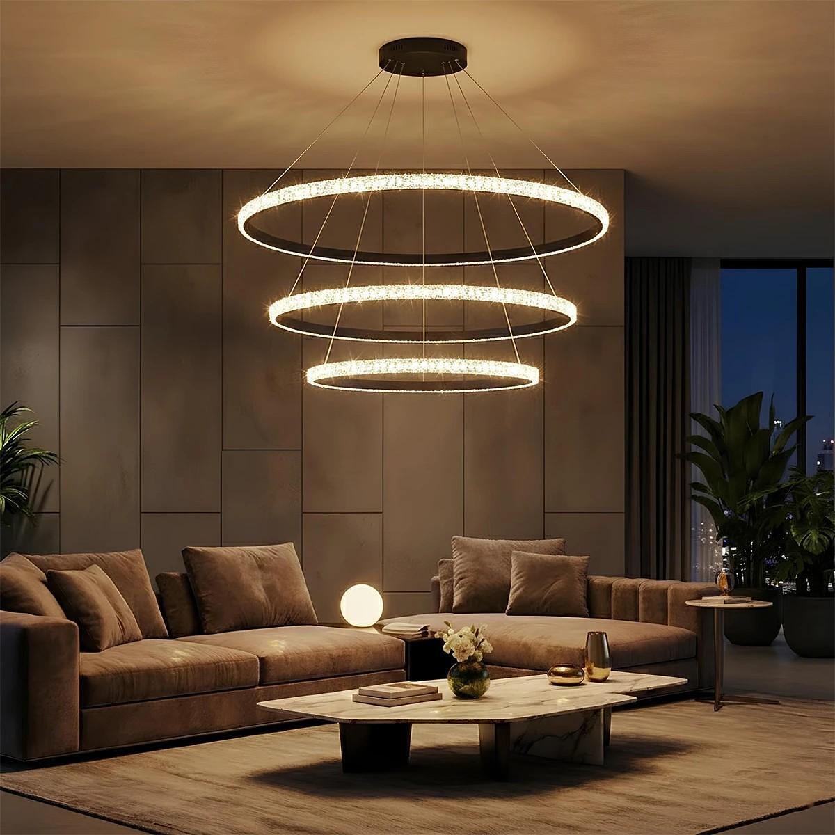 kelvo ® DIAMOND KLV-101-0241 LED висяща таванна лампа 150W 15000lm 180° AC 220-240V IP20 Регулируема бяла CCT с контрол от 2700K до 6000K Димируема