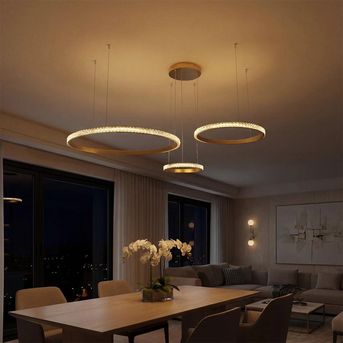 kelvo ® DIAMOND KLV-101-0244 LED висяща таванна лампа 100W 10000lm 180° AC 220-240V IP20 Регулируема бяла CCT с контрол от 2700K до 6000K Димируема -