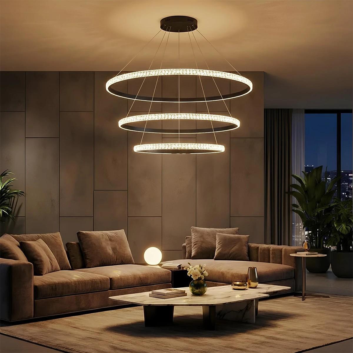 kelvo ® DIAMOND KLV-101-0239 LED висяща таванна лампа 120W 12000lm 180° AC 220-240V IP20 Регулируема бяла CCT с контрол от 2700K до 6000K Димируема